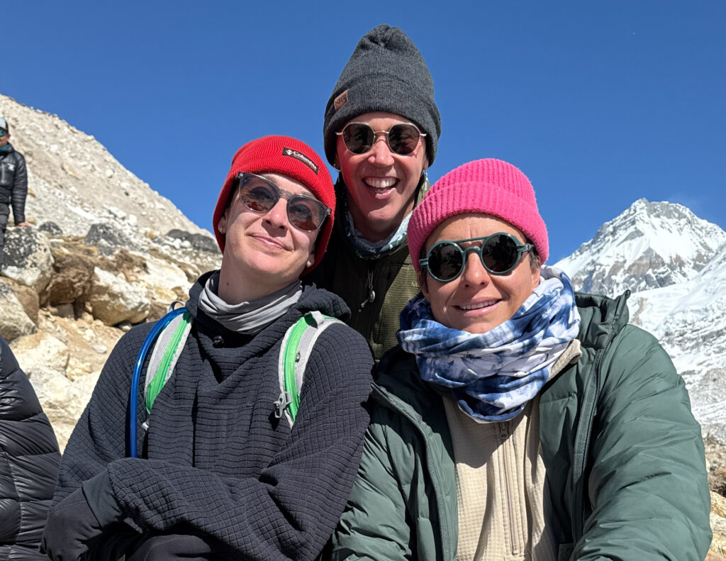 three masc of center queer people on a hiking trip in nepal 