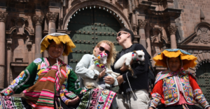 queer people holding lambs in Cusco Peru