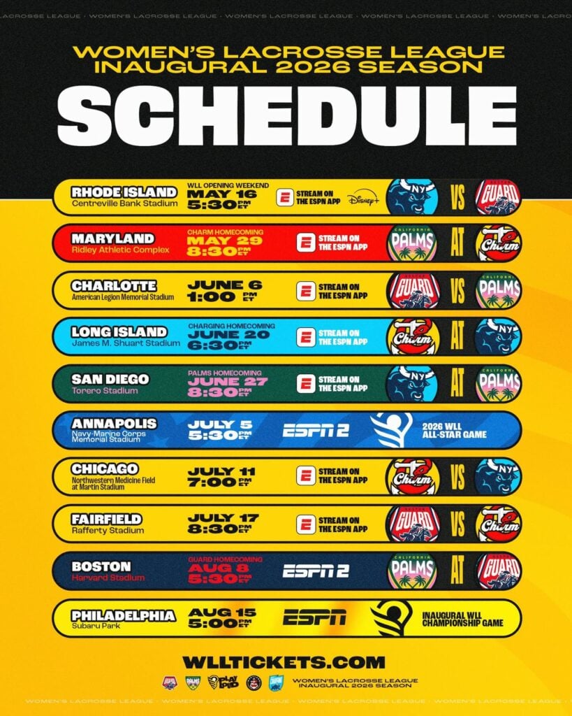 Womens Lacrosse League season Schedule 